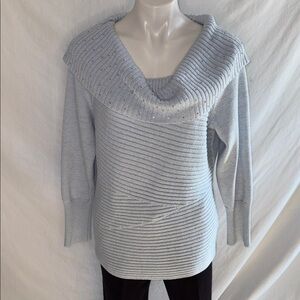 New York & Company Light Blue Cowl Neck Sweater